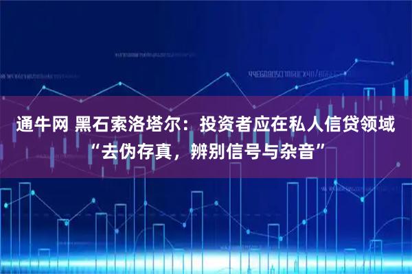 通牛网 黑石索洛塔尔:投资者应在私人信贷领域“去伪存真,辨别信号与杂音”