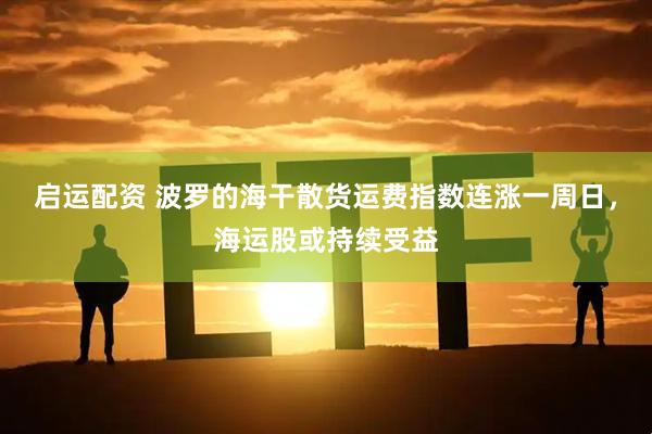 启运配资 波罗的海干散货运费指数连涨一周日，海运股或持续受益