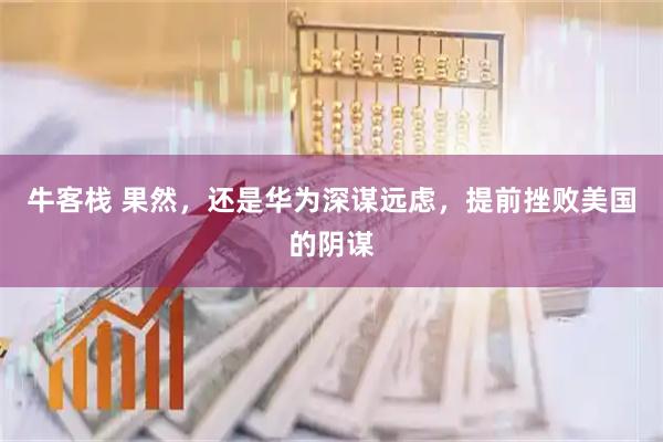 牛客栈 果然，还是华为深谋远虑，提前挫败美国的阴谋