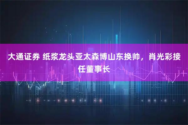 大通证券 纸浆龙头亚太森博山东换帅，肖光彩接任董事长