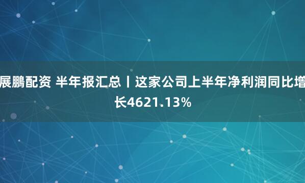 展鵬配资 半年报汇总丨这家公司上半年净利润同比增长4621.13%
